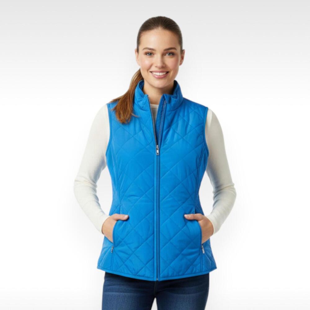 Crown & Ivy Blue Quilted Puffer Vest | Size Small | Full Zip with pockets | GUC